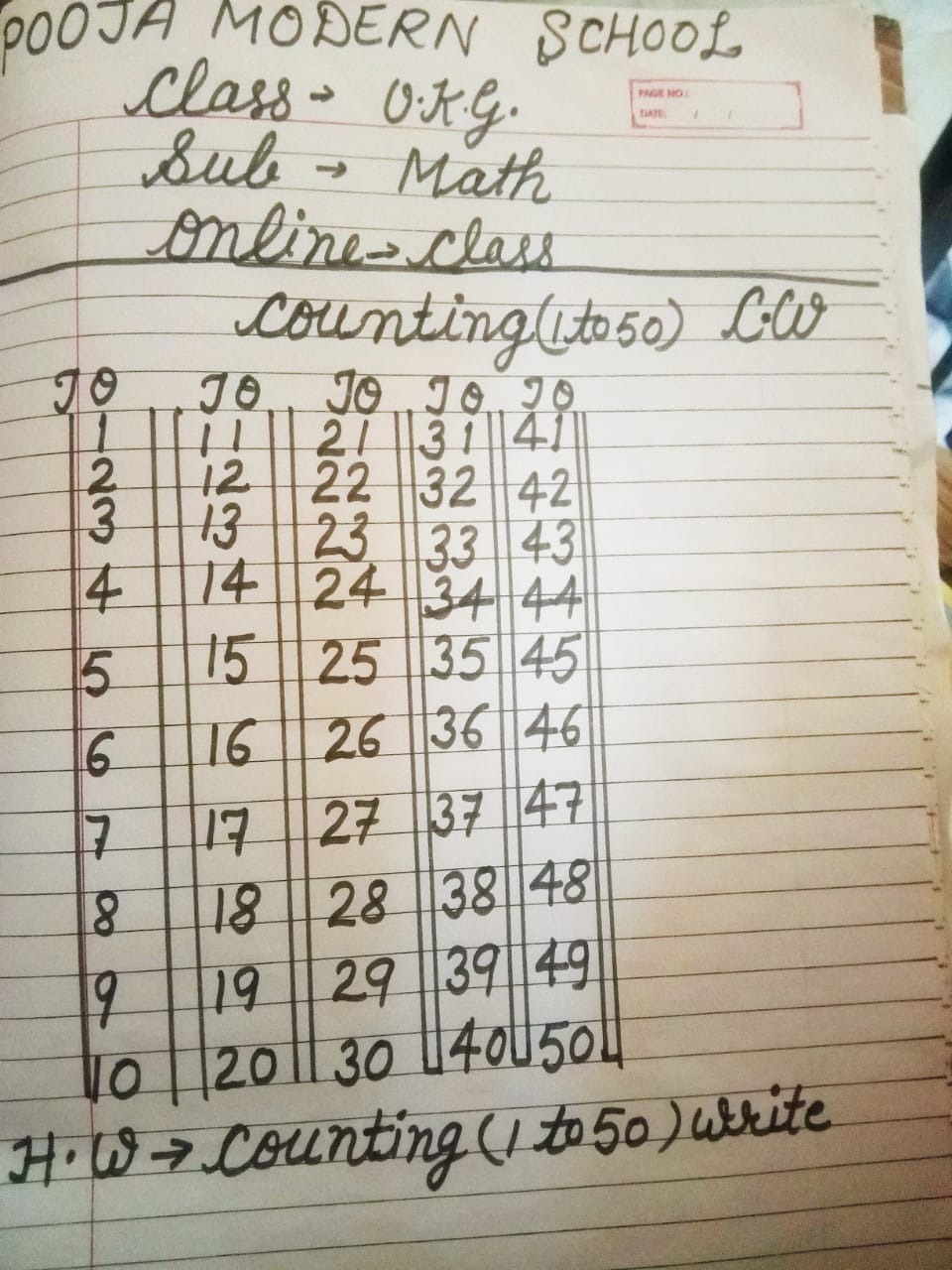 Class Ukg Maths Pooja Modern School